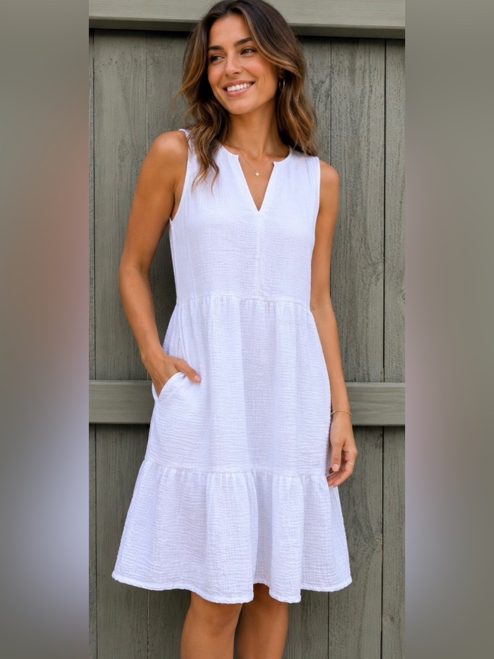 C&C California White Sleeveless Dress - Size Medium
